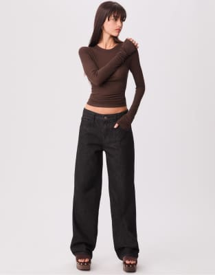Stradivarius - Locker geschnittene Baggy-Jeans aus schwarzem Denim in verwaschener Optik-Grau