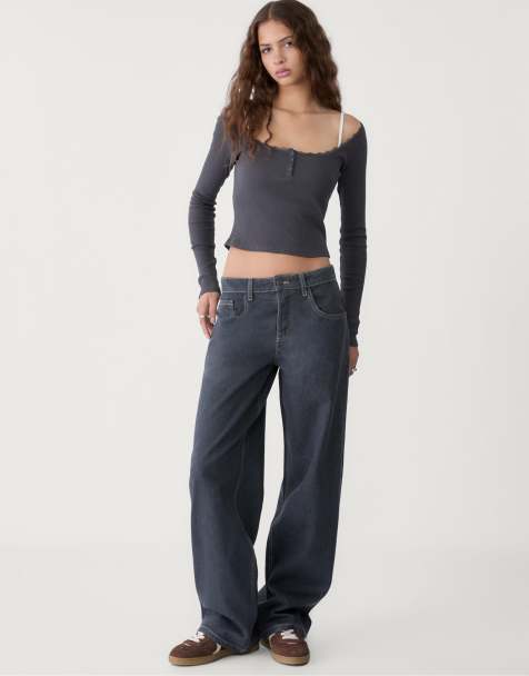 Stradivarius – Lockere Baggy-Jeans in Mittelgrau - view 1