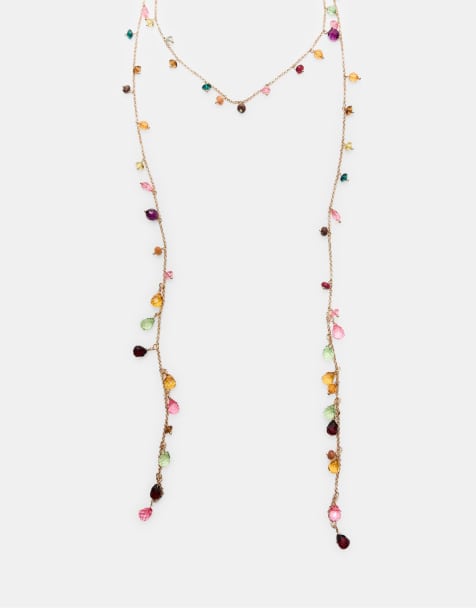 Stradivarius Long beaded necklace in gold - view 1