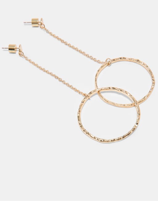 Stradivarius Long circle dangle earrings in gold, 4 of 4