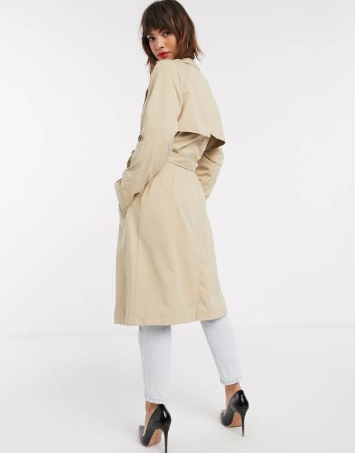 Stradivarius long flowy trench coat in beige