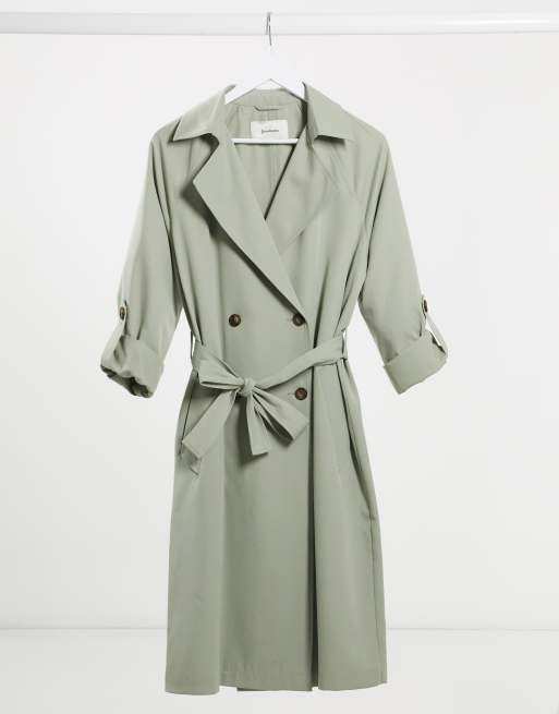 Stradivarius long fluid trench in khaki