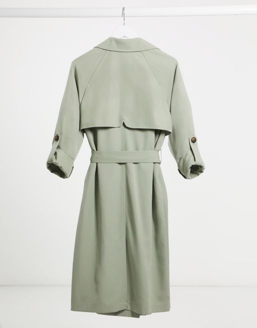 Stradivarius long fluid trench in khaki