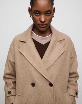 Stradivarius Long Oversize Coat In Brown