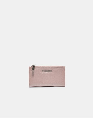 Stradivarius - Long porte-monnaie effet scintillant avec fentes porte-cartes - Rose pastel