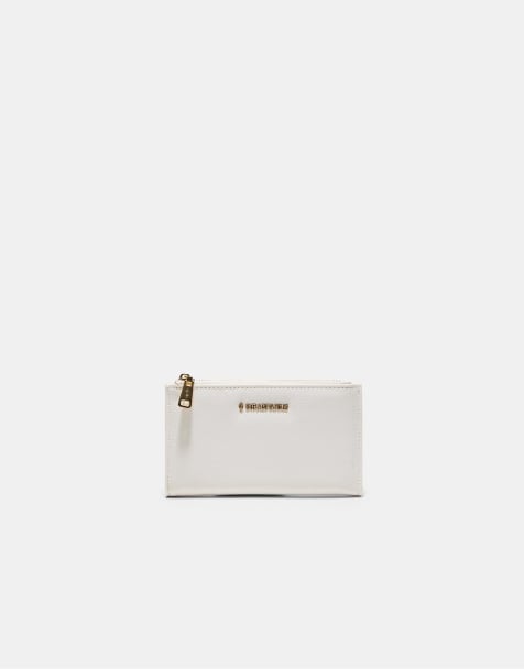 Stradivarius Long saffiano card holder purse in white - view 1