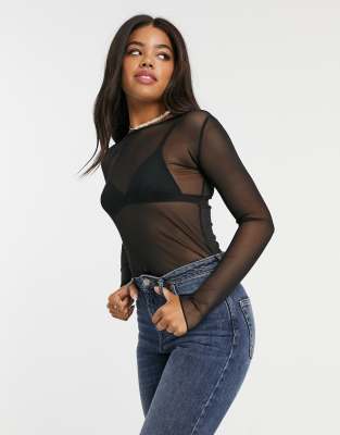 plain black mesh top