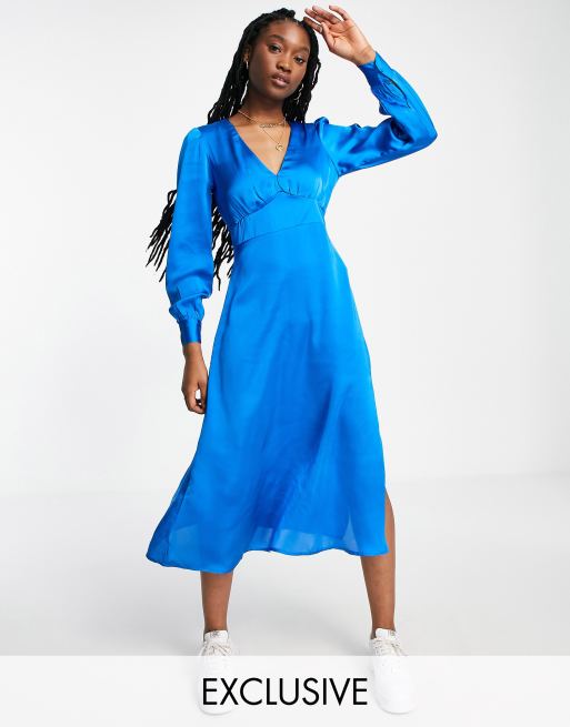 Asos blue silk dress sale