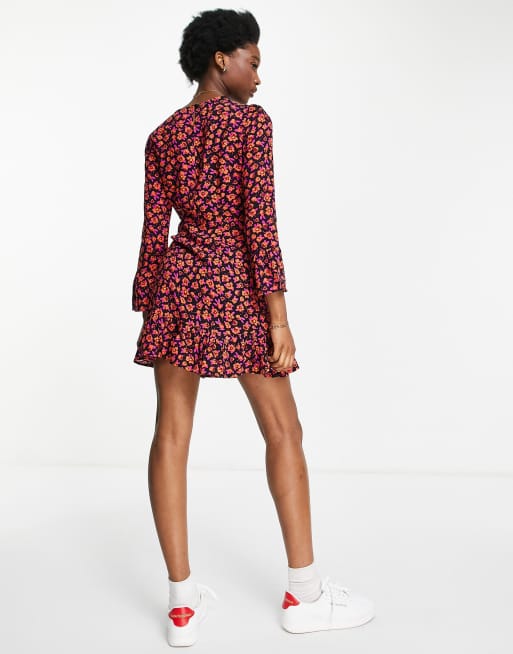 Dark red 2025 floral dress