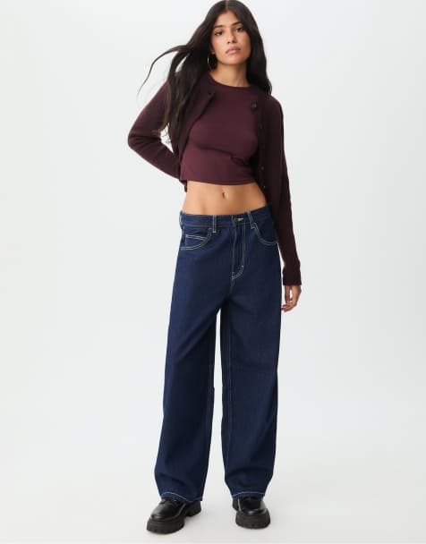 Stradivarius Long sleeve polyamide t-shirt in dark burgundy - view 1