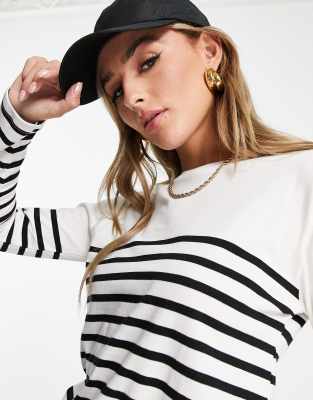 long sleeve top in black and white stripe