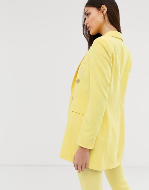 Stradivarius - Longline-blazer i gul - Del af sæt, 2 af 4