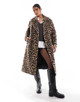 longline coat in leopard-Multi