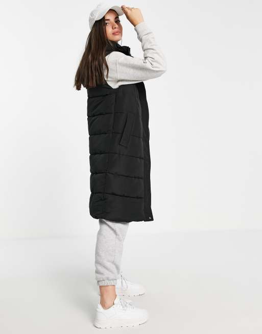 Stradivarius longline padded gilet in black