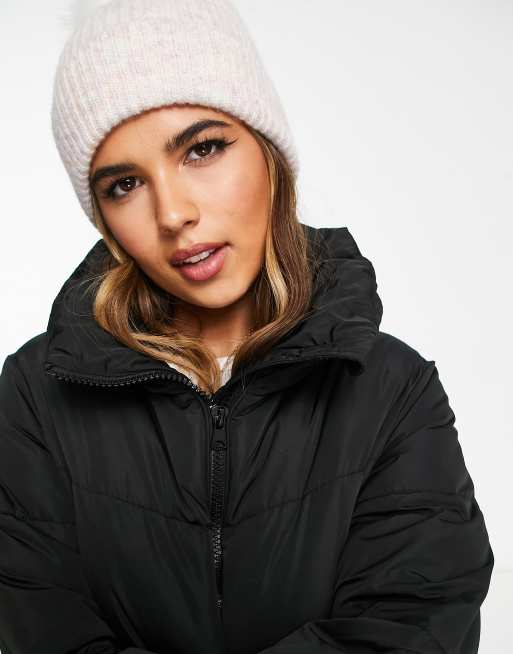 Stradivarius longline puffer coat in black ASOS