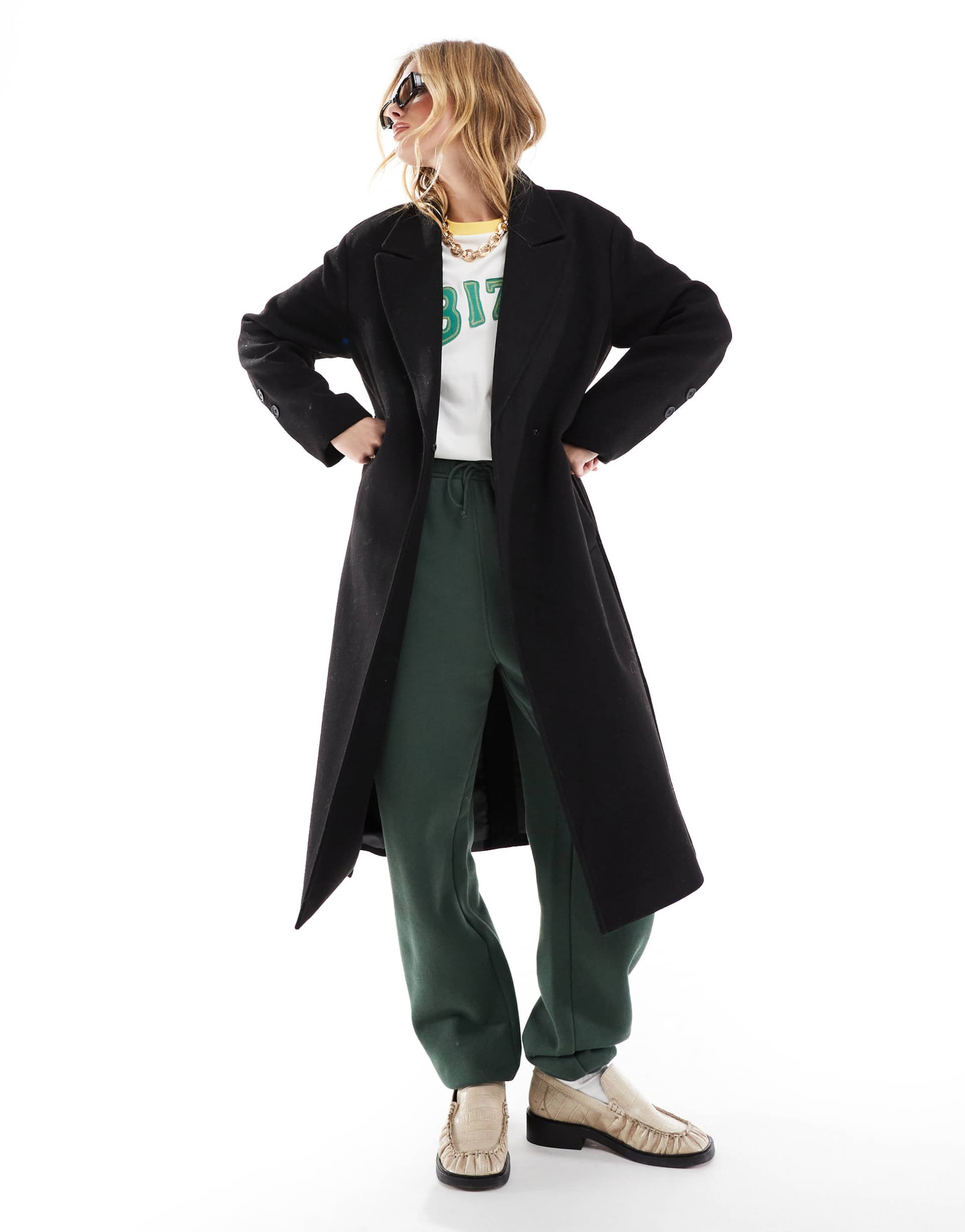 stradivarius longline tailored jacket in black