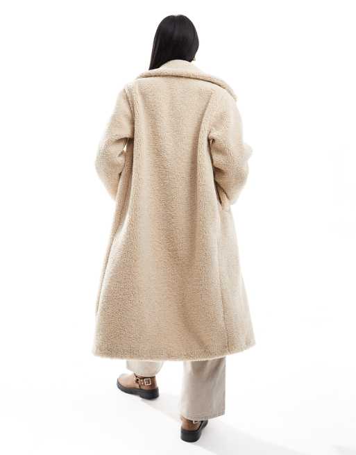 Cream longline teddy coat hotsell