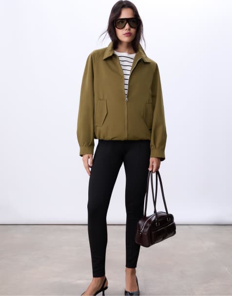 Stradivarius Loose-fitting bomber jacket in green - view 1