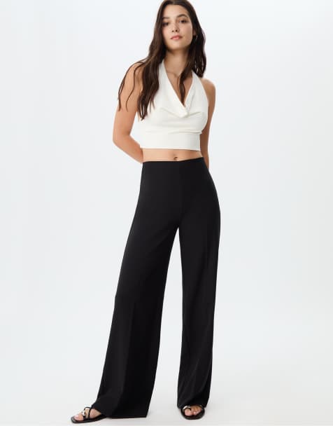 Stradivarius - Losse nette broek in zwart - view 1