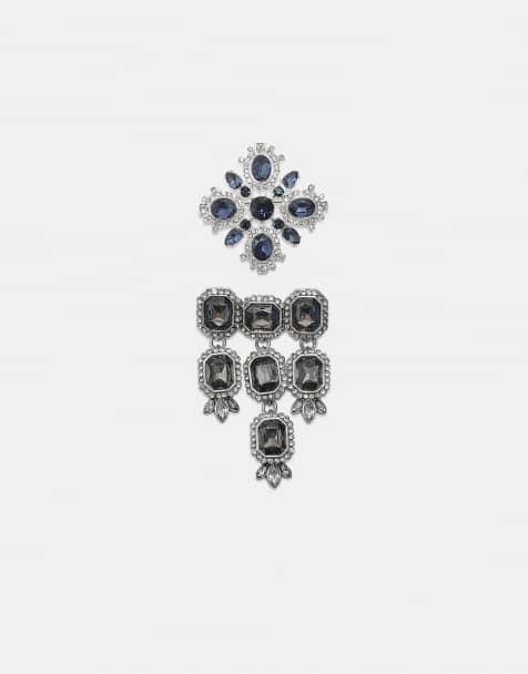 Stradivarius lot de 2 broches bijoux grises - view 1