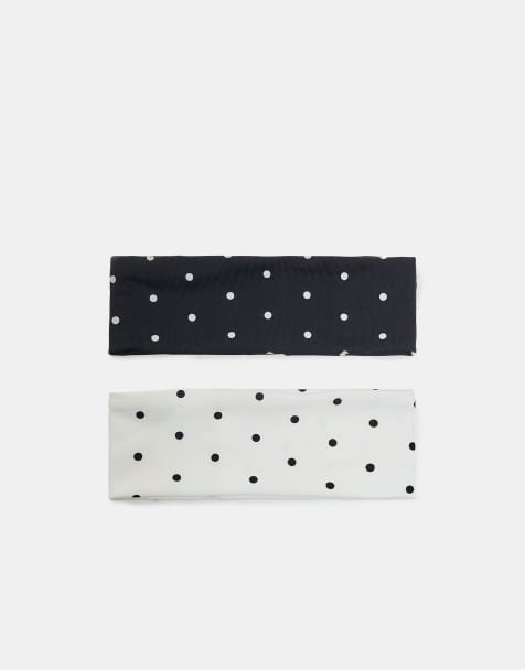 Stradivarius - Lot de 2 bandeaux pour cheveux à pois - Noir - view 1