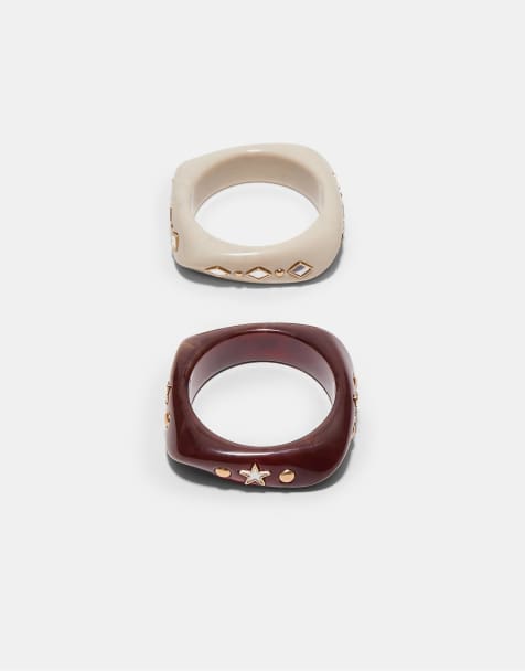 Stradivarius - Lot de 2 bracelets étoile et strass - Marron - view 1