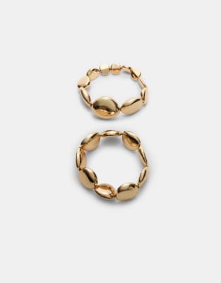 Lot de 2 bracelets volumineux lastiqus - Dor - Stradivarius - Modalova