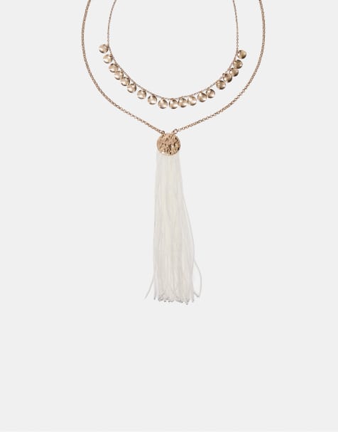 Stradivarius - Lot de 2 colliers à charm franges - Doré - view 1