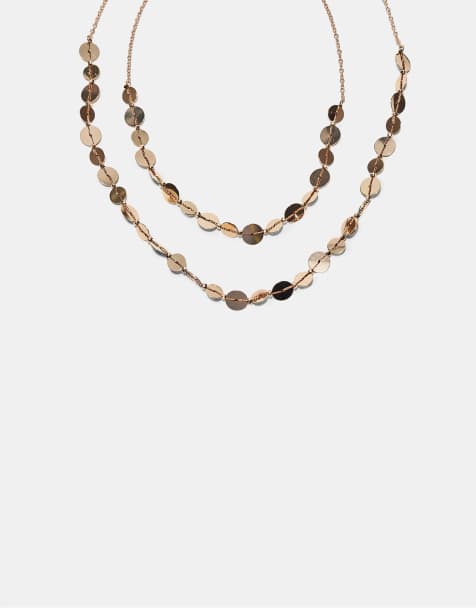 Stradivarius - Lot de 2 colliers à corde et petites pièces de monnaie - Doré - view 1