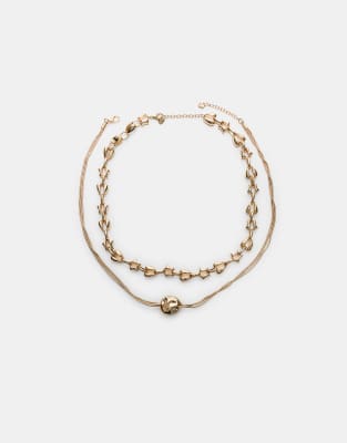 Lot de 2 colliers orns de breloques imposantes - Dor - Stradivarius - Modalova
