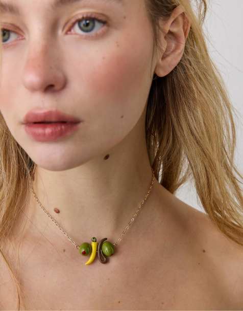 Stradivarius - Lot de 2 colliers pendentif olive - Doré - view 1