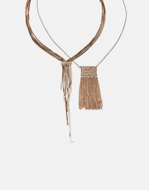 Stradivarius - Lot de 2 longs colliers - Doré, 2 de 3