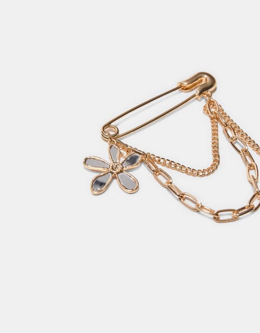 Stradivarius - Lot de 2 pinces à cheveux en forme de fleur effet cristal - Doré, 2 de 3