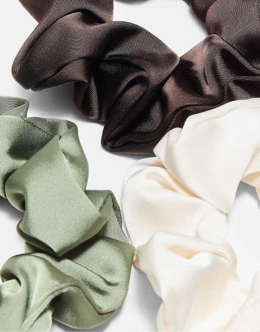 Stradivarius lot de 3 chouchous en satin kaki, 4 de 4