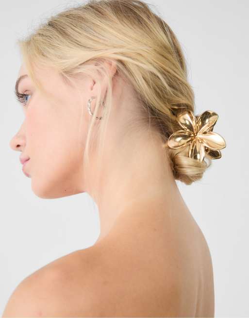 Stradivarius - Lot de 3 pinces à cheveux fleurs - Jaune, 3 de 3