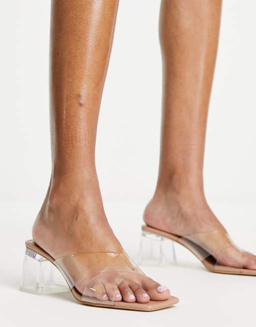 Clear low 2025 block heel sandals