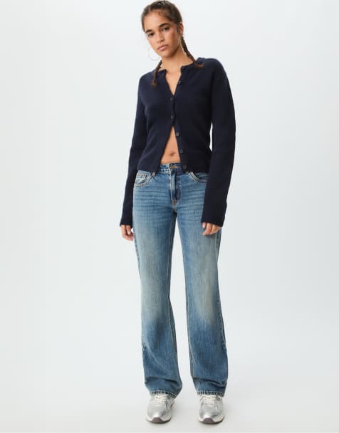 Stradivarius low waisted straight fit jeans in light blue - view 1