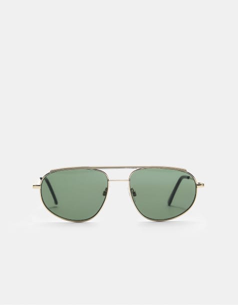Stradivarius - Lunettes de soleil à monture en métal - Kaki - view 1