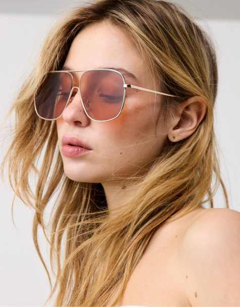 Stradivarius - Lunettes de soleil aviateur carrées - Rose pastel - view 1