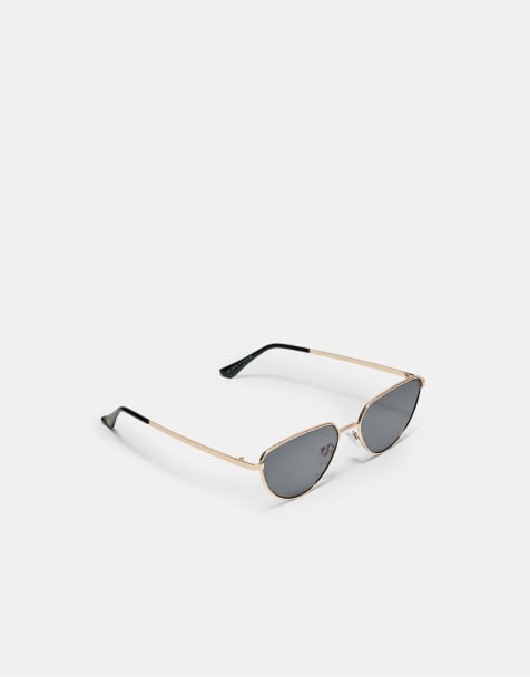 Stradivarius - Lunettes de soleil en métal avec partie supérieure droite - Bleu - view 1