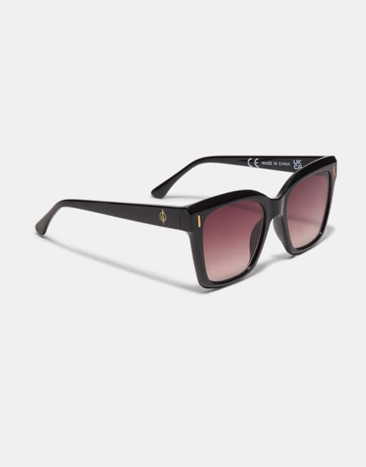 Stradivarius - Lunettes de soleil en résine avec monture œil de chat carrée - Marron, 4 de 4