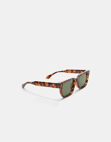 Stradivarius - Lunettes de soleil rectangulaires effet écaille de tortue - Marron - view 1