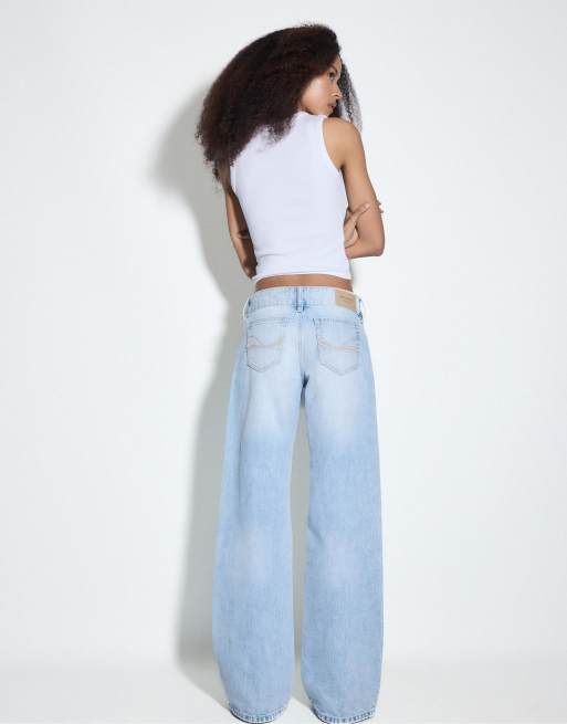 Stradivarius - Lyse mellemblå lavtaljede denimjeans med lige ben og hammerstrop, 3 af 4