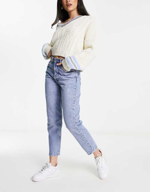 Stradivarius — Lyse vintage jeans med mom-snit