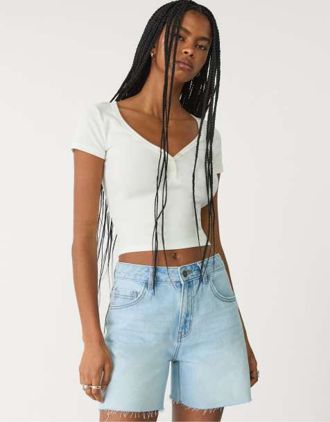 Stradivarius - Lyseblå bermudashorts i denim - view 1