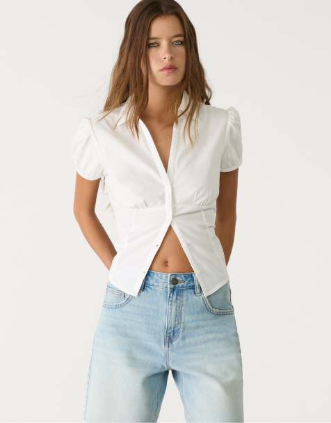 Stradivarius - Lyseblå bermudashorts med mellemhøj talje i denim - view 1