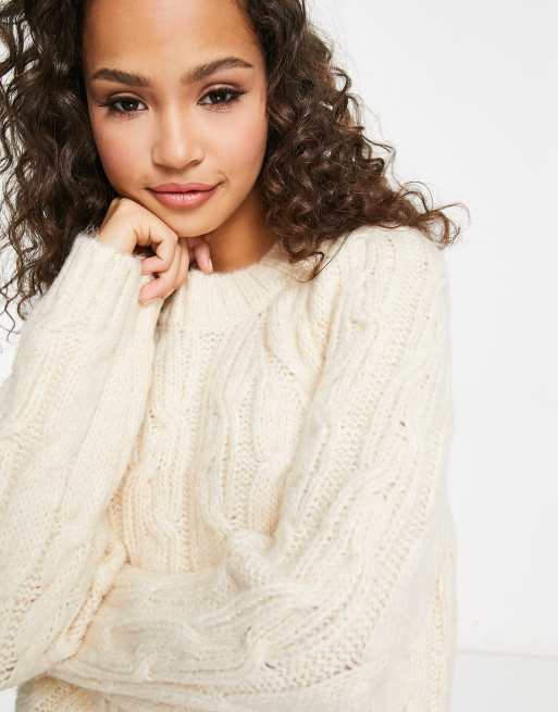 Stradivarius Maglione a trecce grosse écru ASOS