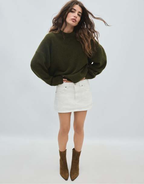 Stradivarius maglione basic in maglia effetto morbido color kaki - view 1
