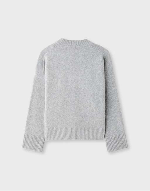 Stradivarius maglione basic in maglia morbida grigio, 7 di 7