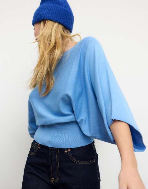 Stradivarius - Maglione blu reale con maniche ad ali di pipistrello - view 1